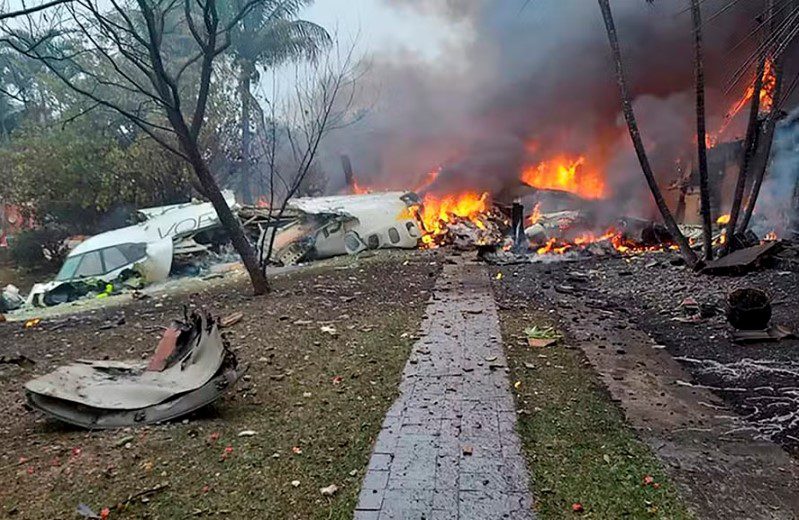 Avião com 62 pessoas a bordo cai em Vinhedo, São Paulo — Foto: Claudia Vitorino/ Arquivo pessoal